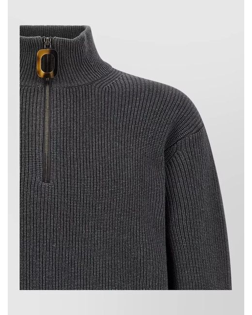 J.W. Anderson Gray High Collar Rib Knit Half Zip Sweater for men