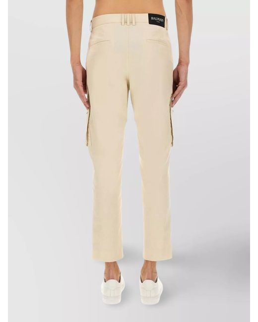 Balmain Natural Cotton Straight-Leg Cargo Trousers for men