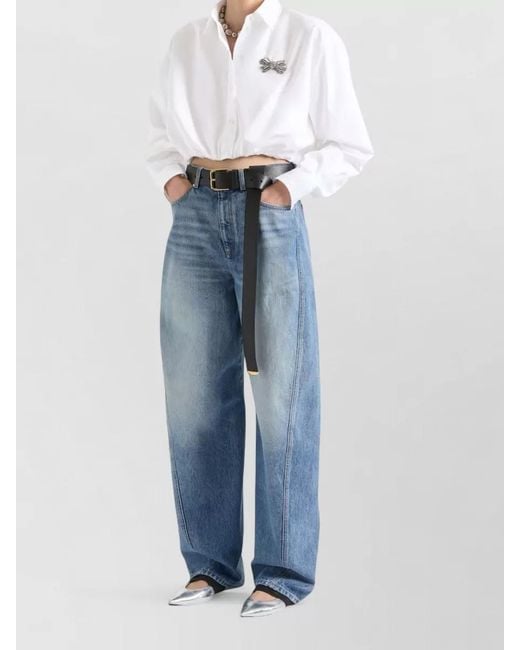 Givenchy Blue High Waist Wide Leg Denim Trousers