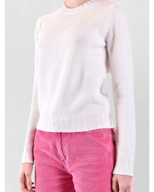 Dondup Pink Crew Neck Knit Sweater Long Sleeves