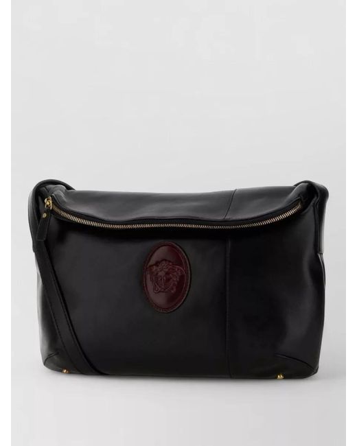 Versace Black Nappa Leather Crossbody Bag Adjustable Strap for men