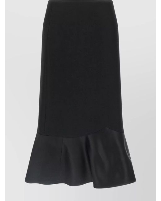 Fendi Black Virgin Wool High-Rise Midi Skirt