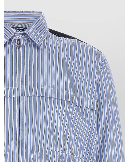 Junya Watanabe Blue Denim Panel Shirt Jacket Button Cuffs for men