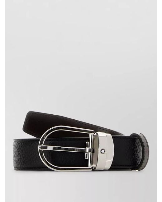 Montblanc Black Leather Reversible Belt for men