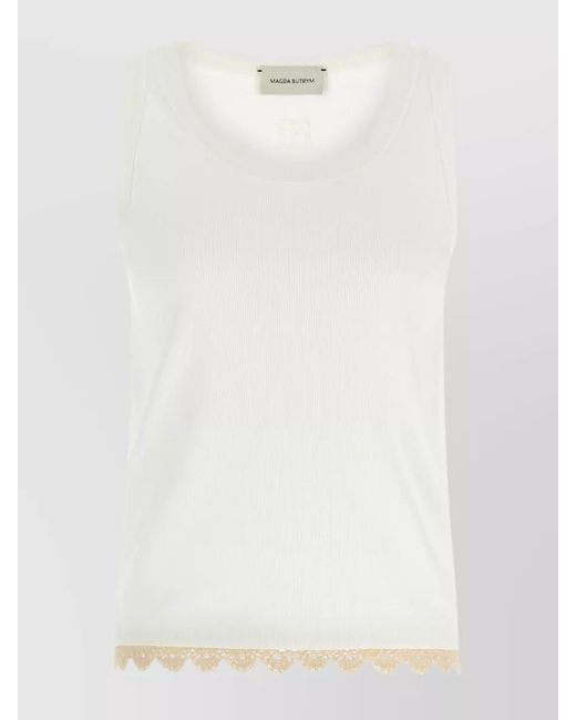 Magda Butrym White Stretch Cotton Tank Top
