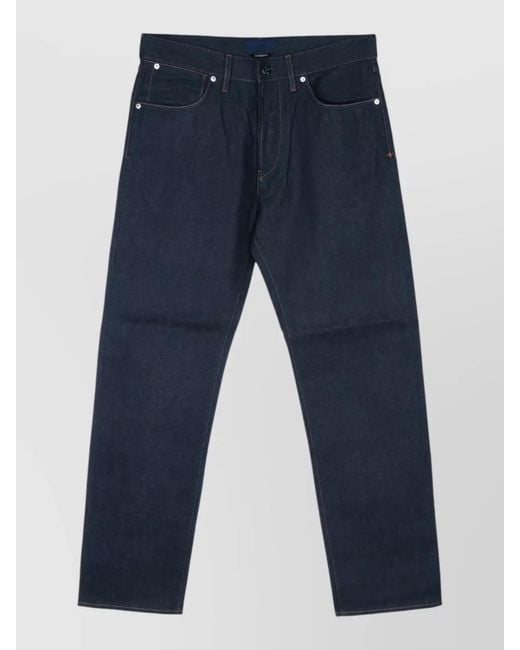 Stone Island Blue Denim Trousers Belt Loops Contrast Stitching for men
