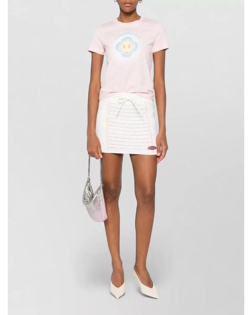 Casablanca Pink Smiley Graphic Crew Neck Cotton T-Shirt