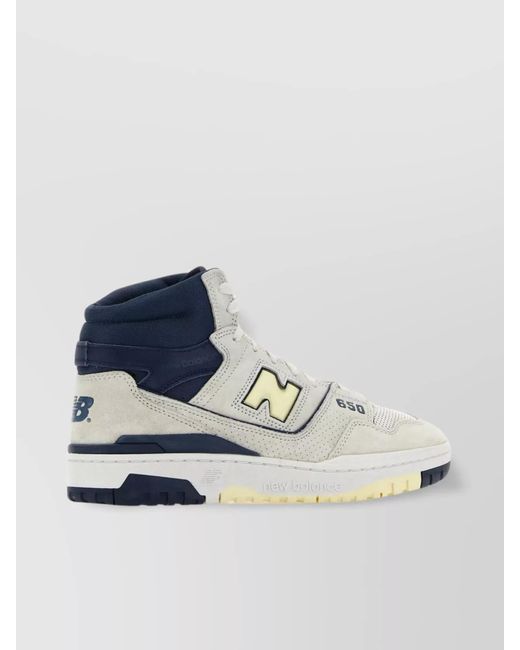 New Balance Blue High-Top Leather And Suede Sneakers