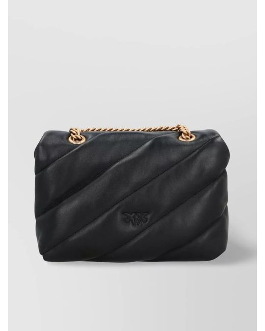 Pinko Black Love Mini Puff Leather Crossbody Bag