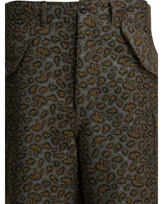 Beams Plus Green Cargo Shorts Animal Print Belt Loops Pockets for men