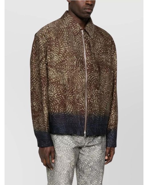 Dries Van Noten Brown Printed Bomber Jacket for men