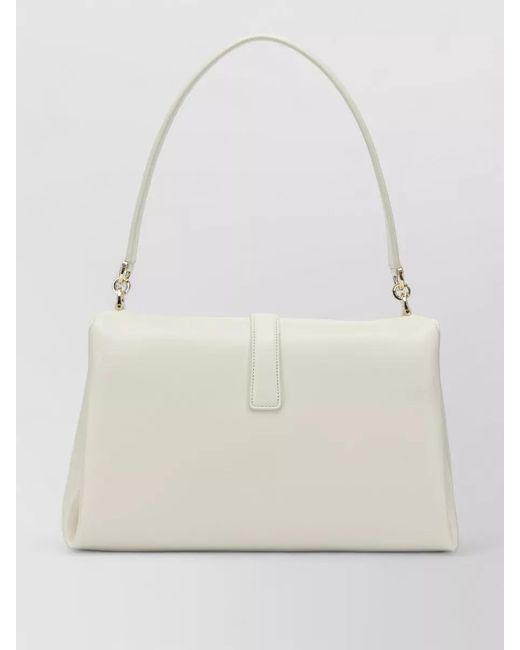 Ferragamo White Gancini Leather Shoulder Bag