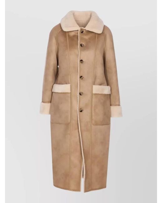 Urbancode Natural Long Faux Fur Coat Belted Waist