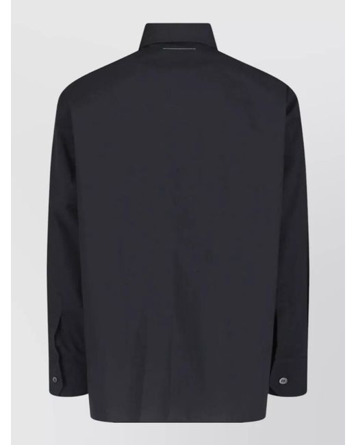 MM6 by Maison Margiela Blue Straight Shirt Collar Long Sleeves Printed Detail for men