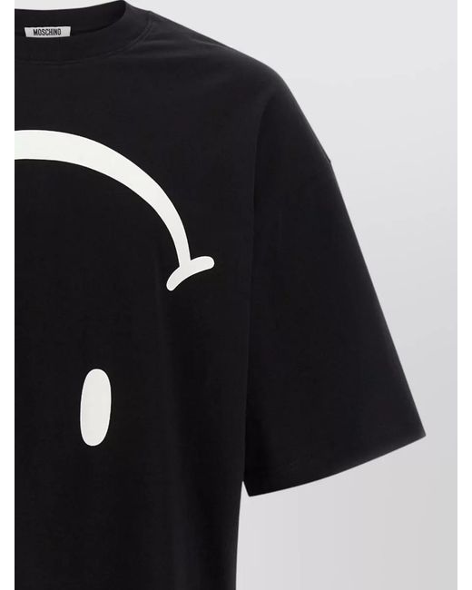 Moschino Black Smiley Logo Crew Neck Graphic T Shirt for men