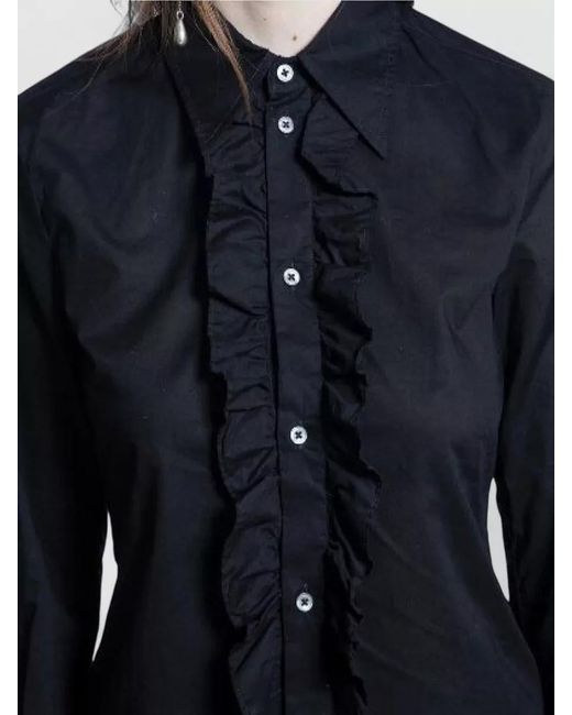 Ann Demeulemeester Blue Erma Slim Shirt Ruffled Front Cotton