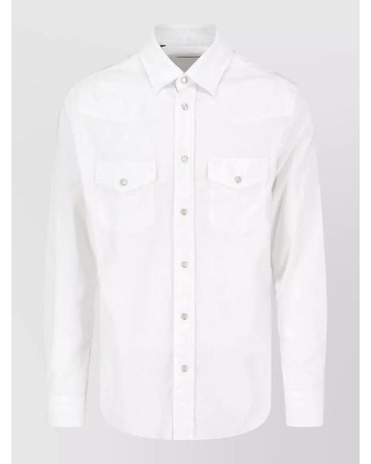 Tom Ford White Shirt Regular Fit Collar Lightweight Fabric Long Sleeves for men
