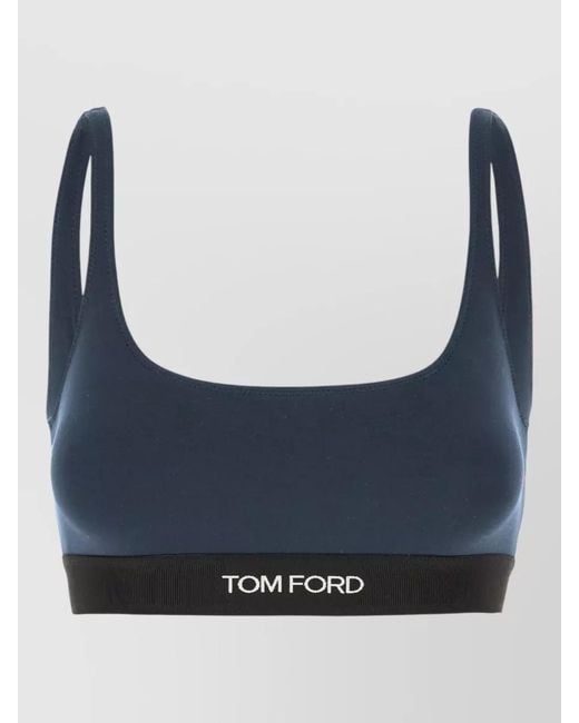 Tom Ford Blue Stretch Modal Bandeau Bra