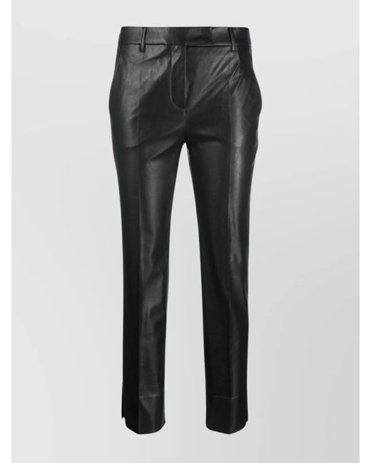 Incotex Gray Slim Fit Faux Leather Trousers