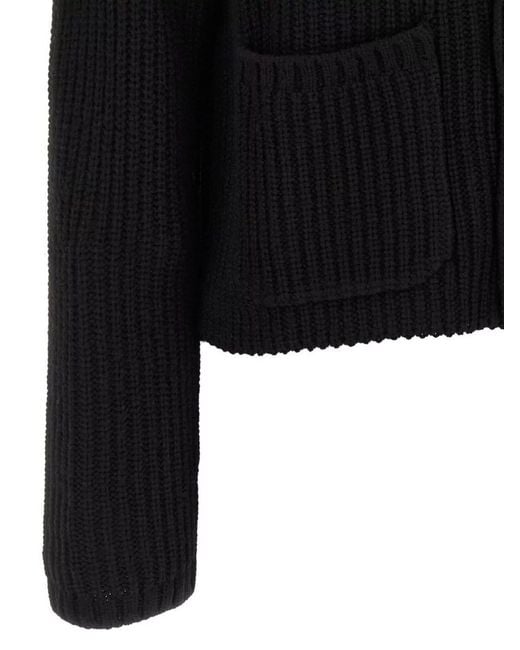Carhartt Black Cardigan With Collared Design And Pockets