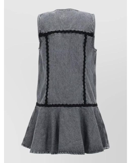 Ganni Gray Cotton Mini Dress