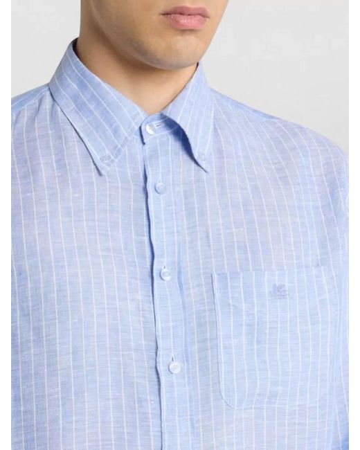 Etro Blue Linen Shirt for men