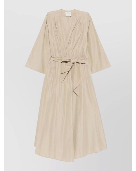 Forte_forte Natural V-Neck Belted Midi Dress