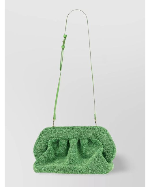 THEMOIRÈ Green Adjustable Strap Gathered Textured Shoulder Bag