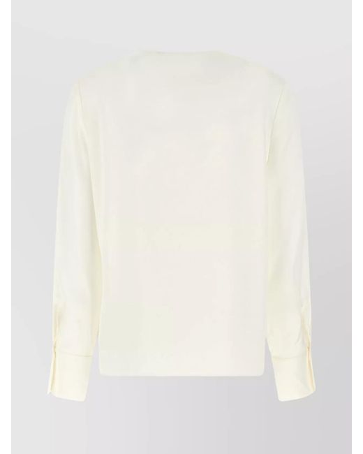 Theory White Silk Relaxed-Fit Blouse