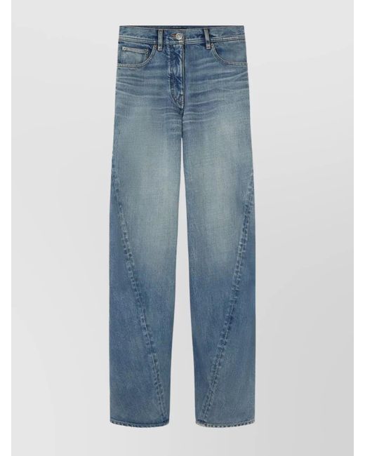 Versace Blue Cotton Straight-Leg Trousers