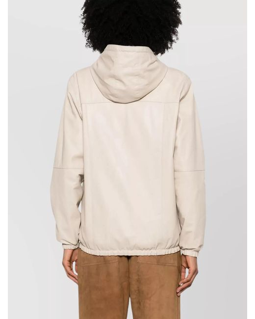 P.A.R.O.S.H. Natural Lamb Leather Hooded Fitted Jacket