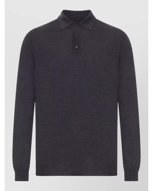 Zanone Blue Fine-Knit Polo Sweater for men