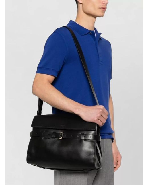 Moschino Black Rectangular Shoulder Bag Adjustable Strap Buckle for men