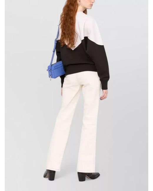 Isabel Marant Black Two-Tone Crew Neck Long Sleeve Top