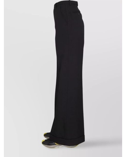 Gucci Black Wool High-Rise Wide-Leg Tailored Trousers