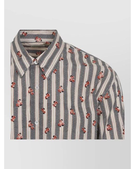 Dries Van Noten Multicolor Caper Striped Floral Cotton Shirt for men