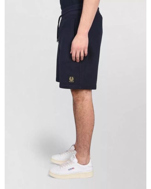 Belstaff Blue Cotton Logo-Print Deck Shorts for men