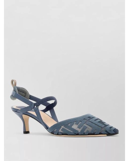 Fendi Blue Mesh Colibrì Lite Slingback Pumps