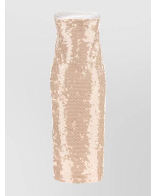 Sportmax White Strapless Sequin Embellished Midi Dress