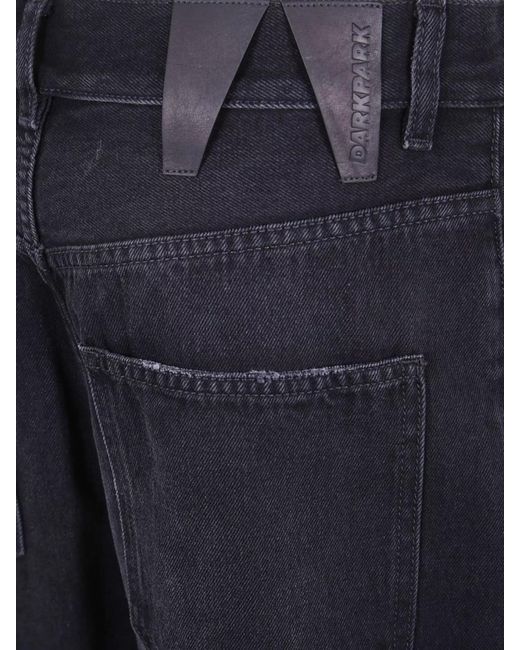 DARKPARK Blue Cotton Belted Loose-Fit Cropped Denim Trousers