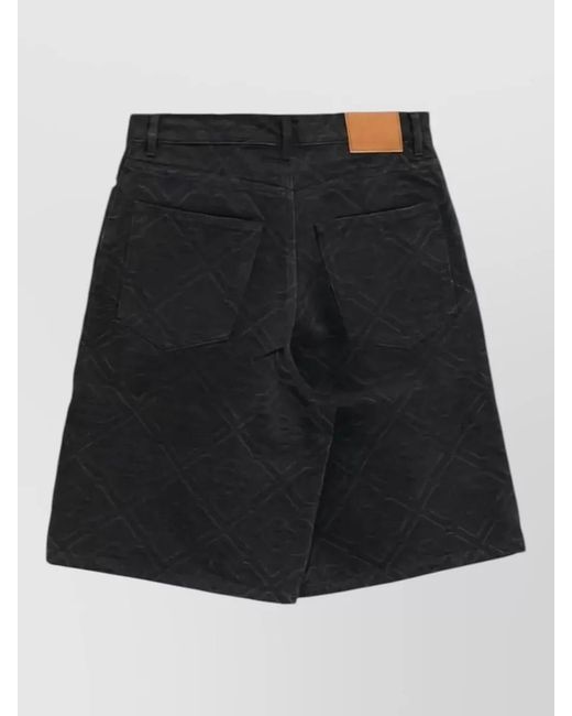 Casablanca Black Floral-Print Denim Tailored Shorts for men