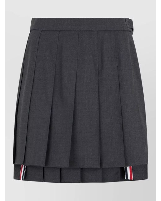 Thom Browne Black High Waisted Asymmetrical Pleated Mini Skirt