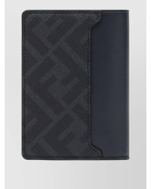 Fendi Blue Bi Fold Wallet Textured Panel Design for men