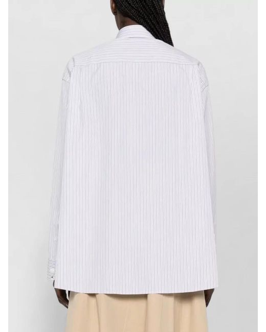 Prada White Embroidered Cotton Poplin Oversized Shirt
