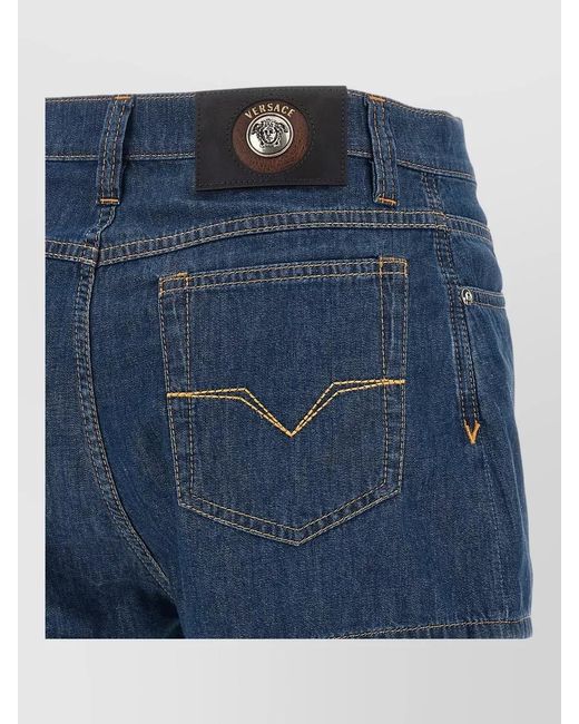 Versace Blue High-Rise Denim Shorts