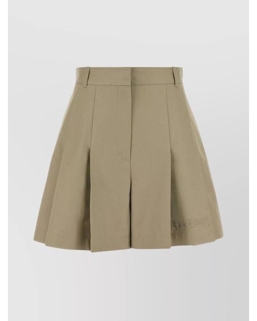 Alexander McQueen Natural Cotton Shorts With Pleated Design And Belt Loops
