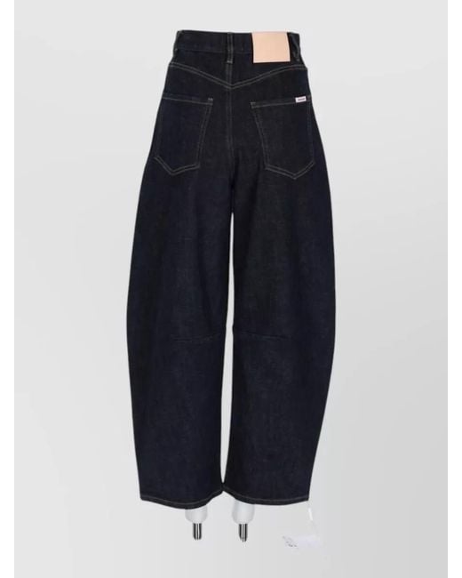 Self-Portrait Blue High Waisted Denim Trousers Wide Leg