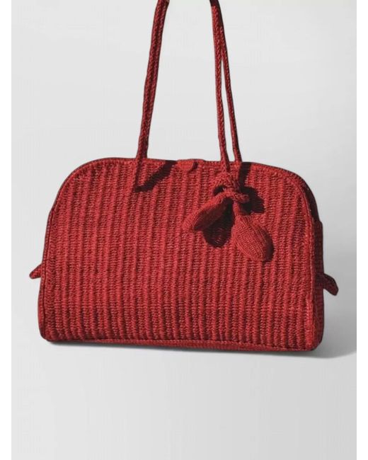 Jacquemus Red Rectangular Tote Bag Woven Texture Handles