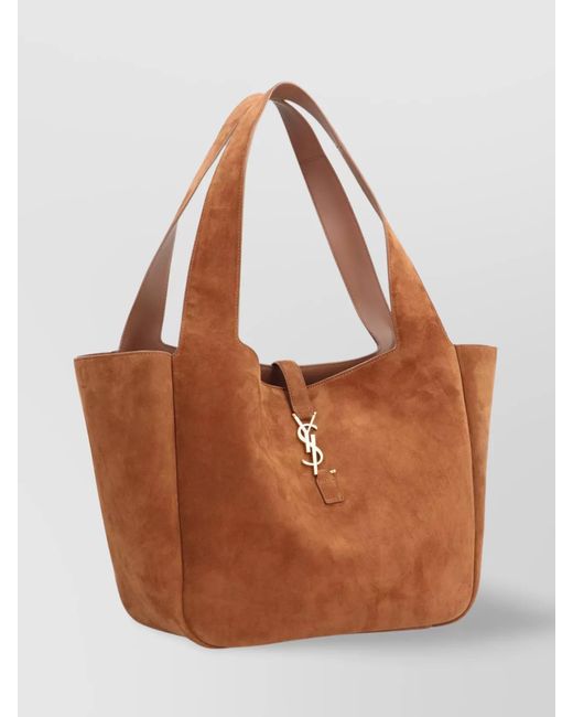 Saint Laurent Brown 5 To 7 Tote Bag