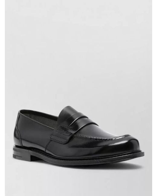 Church's Black Leather Loafers Penny Strap Round Toe for men